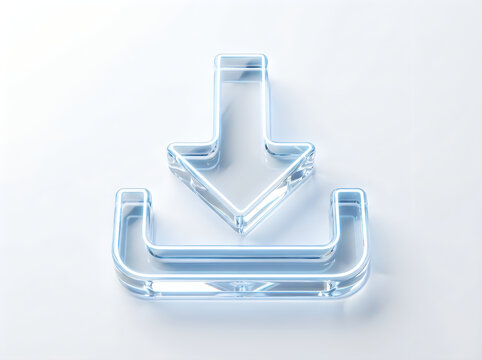 Glowing blue download arrow icon