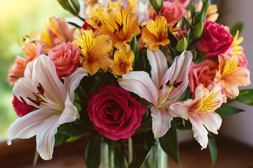 Obraz premium Close up of a bouquet of spring flowers