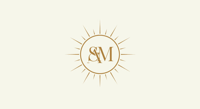Vector sun logo with SM initials