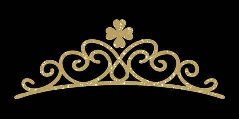 Golden tiara illustration against a solid black background © Dibyendu