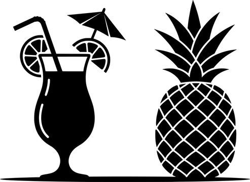 vector clip art pineapple juice on white background for web and graphic design
