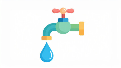 Fototapeta premium Flat Colorful Water Tap Illustrations with Dripping Drops