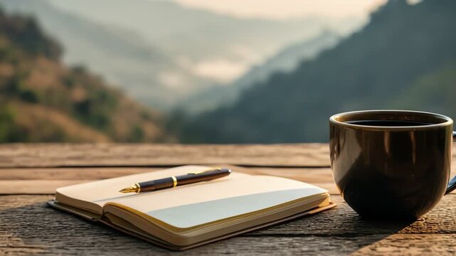 A serene coffee moment in nature's beauty.