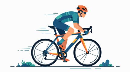 Fototapeta premium Dynamic Illustration of a Male Cyclist in Full Gear Riding a Racing Bicycle.