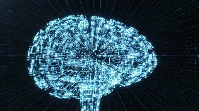 Digital brain artificial intelligence technology data network futuristic glowing blue concept innovation science abstract cyber mind virtual neural system pattern modern communication computer