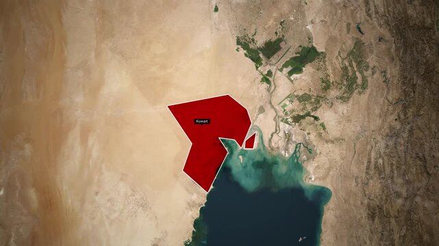 Earth zoom into the map of Kuwait