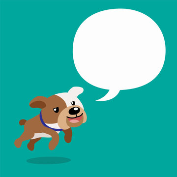Vector cartoon character bulldog dog with speech bubble