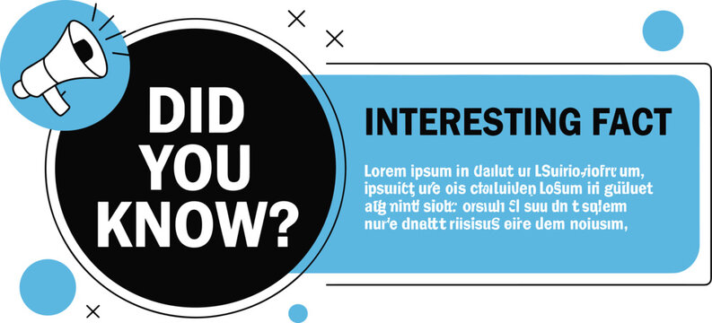 Did you know interesting fact banner template with megaphone icon and speech bubble for educational marketing information.