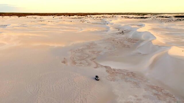 4x4 driving Lancelin sand dunes filmed with a drone
