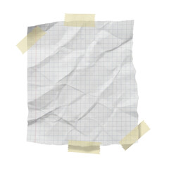 Fototapeta premium Crumpled graph paper taped black background