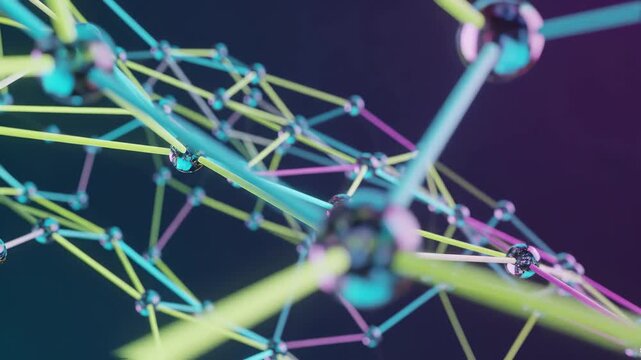 Abstract network mesh structure with connected nodes. Digital neural data connection system for science and technology visualization. Complex global topology and modern infrastructure model