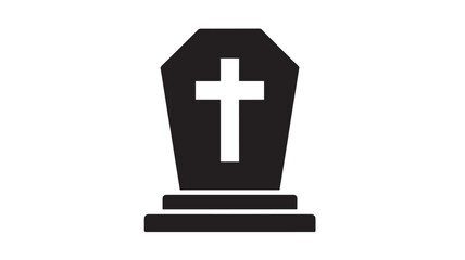 Obraz premium Coffin icon with a Christian cross, representing death, mourning, and funeral services. featuring symbol, grief, burial with tomb and cemetery