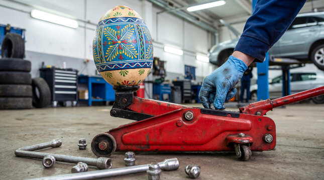 Mechanic gloves jacks floral Easter egg garage
