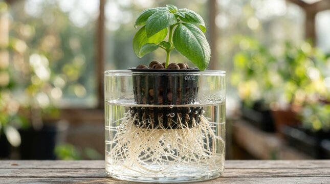 Hydroponic Basil: Root Growth in Water-(Bayam Hidroponik: Pertumbuhan Akar di Air)
