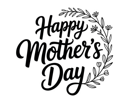 A Happy Mother's Day message with floral design on a white background