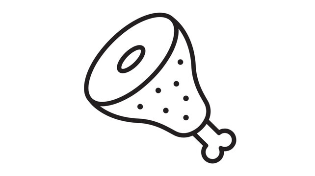 Ham hock icon with simple black outline and dots indicating seasoning, perfect for food or cooking themes