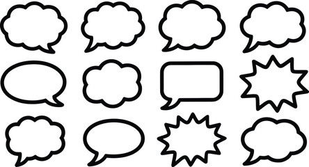 Fototapeta premium Black and white speech bubbles on white background for dialogue and communication design