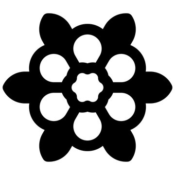 Winter aconite. Outlined stroke vector icon with black-filled details.