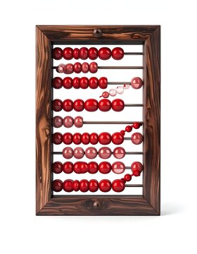 Vintage Wooden Abacus with Red Beads for Calculation and Education.