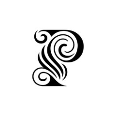 Fototapeta premium Elegant Black Decorative Letter P