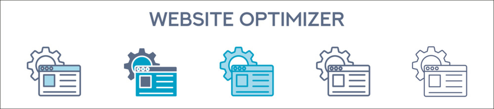 Website Optimizer Element For Design Graphic - Multi Styles. Vector Illustration Of Two Colored And Black. Multiple Icons Designs Can Be Used For Mobile, Ui, Web 