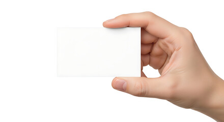 Obraz premium A hand holding a blank white card against transparent background, ready for text or design.