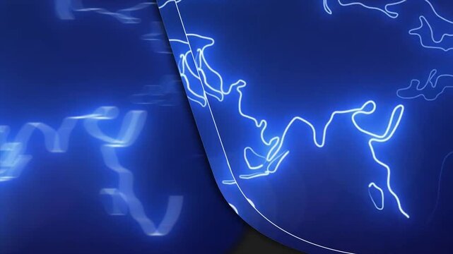 Futuristic Neon Blue World Map News Opener - Dynamic Motion Graphics with Green Screen Chroma Key Transition and Cinematic Intro