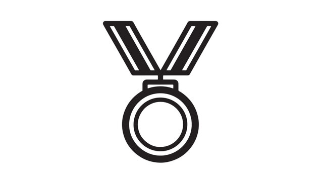 Medal icon with ribbon for awards and recognition, perfect for sports or academic achievements. featuring award, achievement, winner with first place