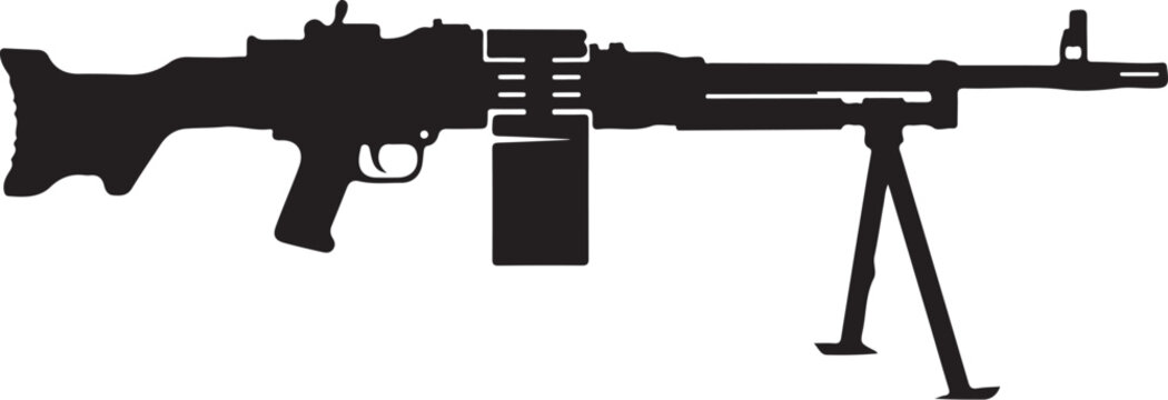 Vector silhouette of a machine gun on a tripod