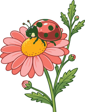 ladybud on flower clip art