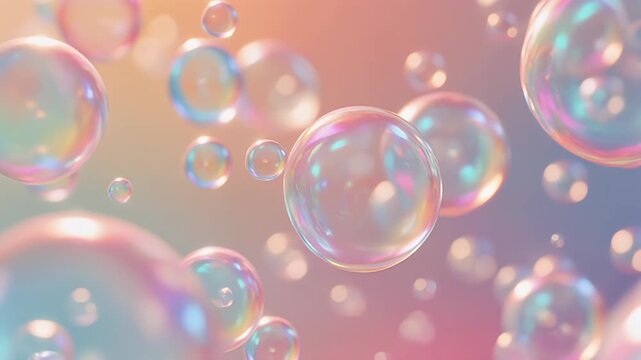 soap bubbles background floating on a dreamy pastel color
