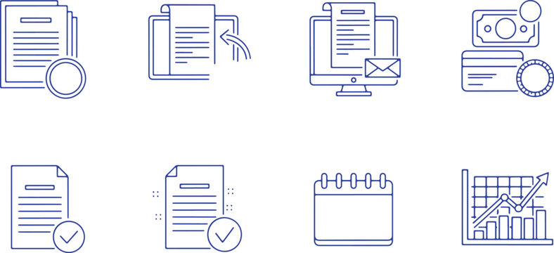 Illustrated icons representing document management and data analytics workflows