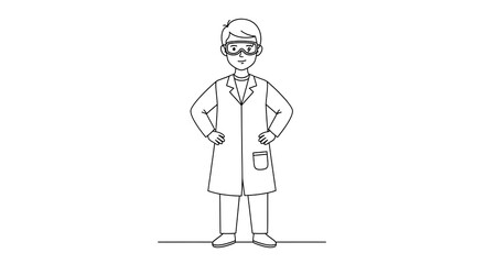 Fototapeta premium A cartoon drawing of a doctor in a lab coat