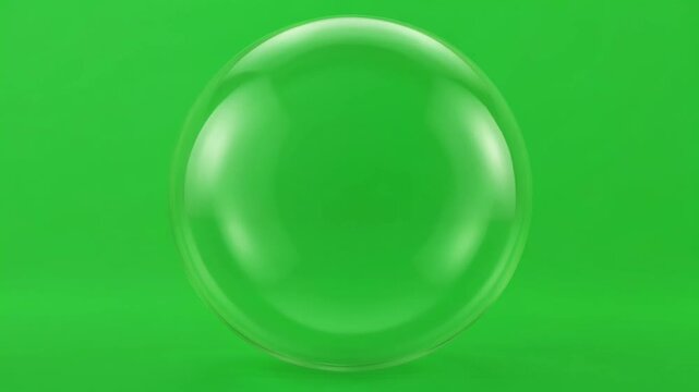 A large green bubble floats in the air on a green background.