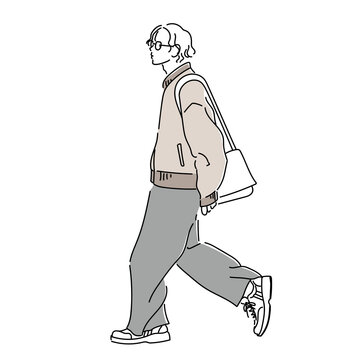 tokyo fashion snap spring men outfit casual street style blouson wide pants illustration