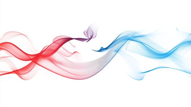 Flowing air stream illustration with dynamic arrows in red and blue gradients, representing hot and cold airflow, transparent background for overlay