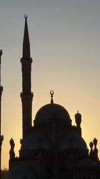 Sharm el sheikh, Egypt -MARCH 10, 2026: Al sahaba mosque silhouette during sunset in egypt