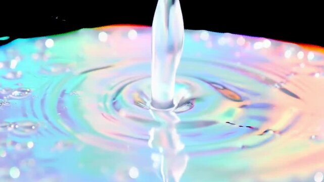 美しいカラフルカラーな液体に注がれる水動画