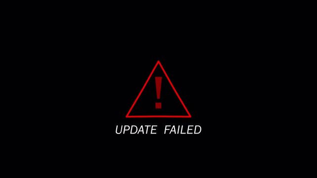 update failed warning alert Cyber security defense and secure digital systems protection against cyber attacks Urgent threat notification concept  transparent background in 4K animation with alpha cha