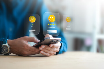 Customer Satisfaction Survey Concept on Smartphone Screen.