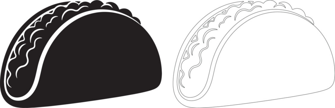Black and white taco silhouette food mexican cuisine