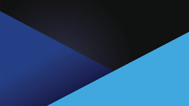 Modern geometric abstract background with blue and black overlapping material design shapes