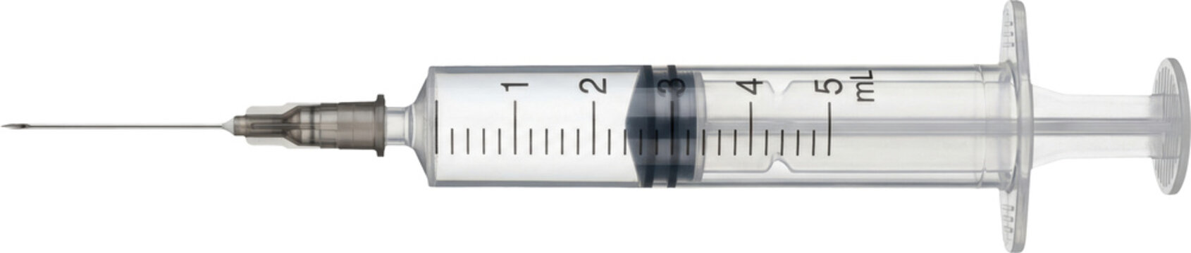 Medical syringe with needle for injection isolated on transparent background