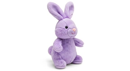 Obraz premium Soft purple bunny sits on white background