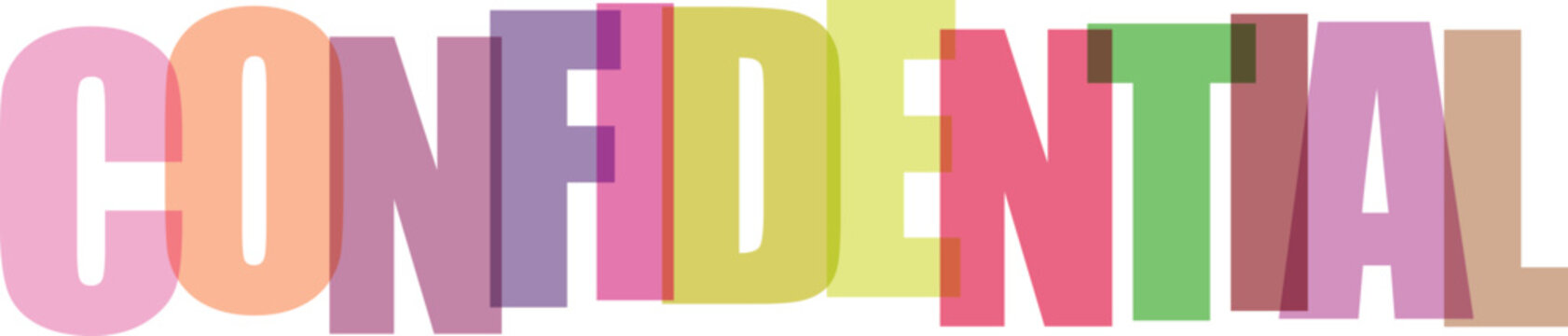 Multicolored text effect confidential message with rainbow gradient