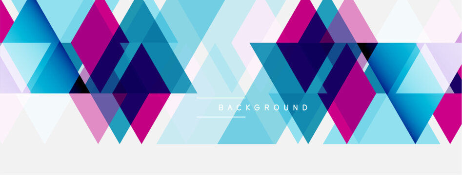 Abstract geometric pattern. Triangles overlap, creating vibrant color gradients. Modern design, suitable for backgrounds or digital art.