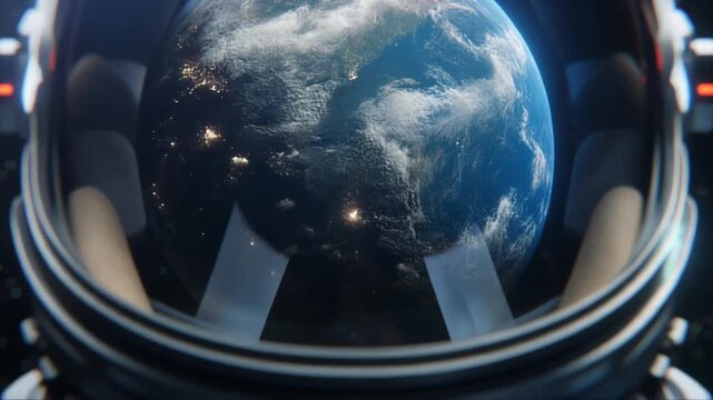Astronaut Helmet Reflecting Earth