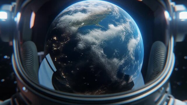 Astronaut Helmet Reflecting Earth
