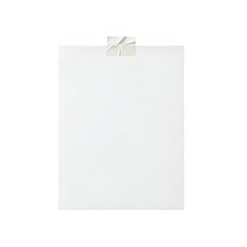 Blank white paper note with tape isolated on transparent background