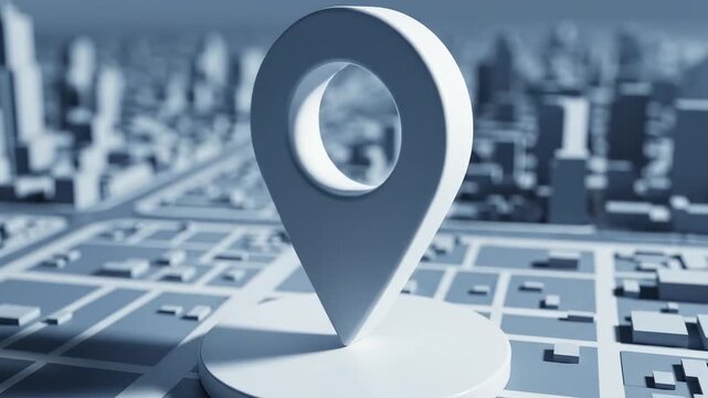 White location pin on city map
